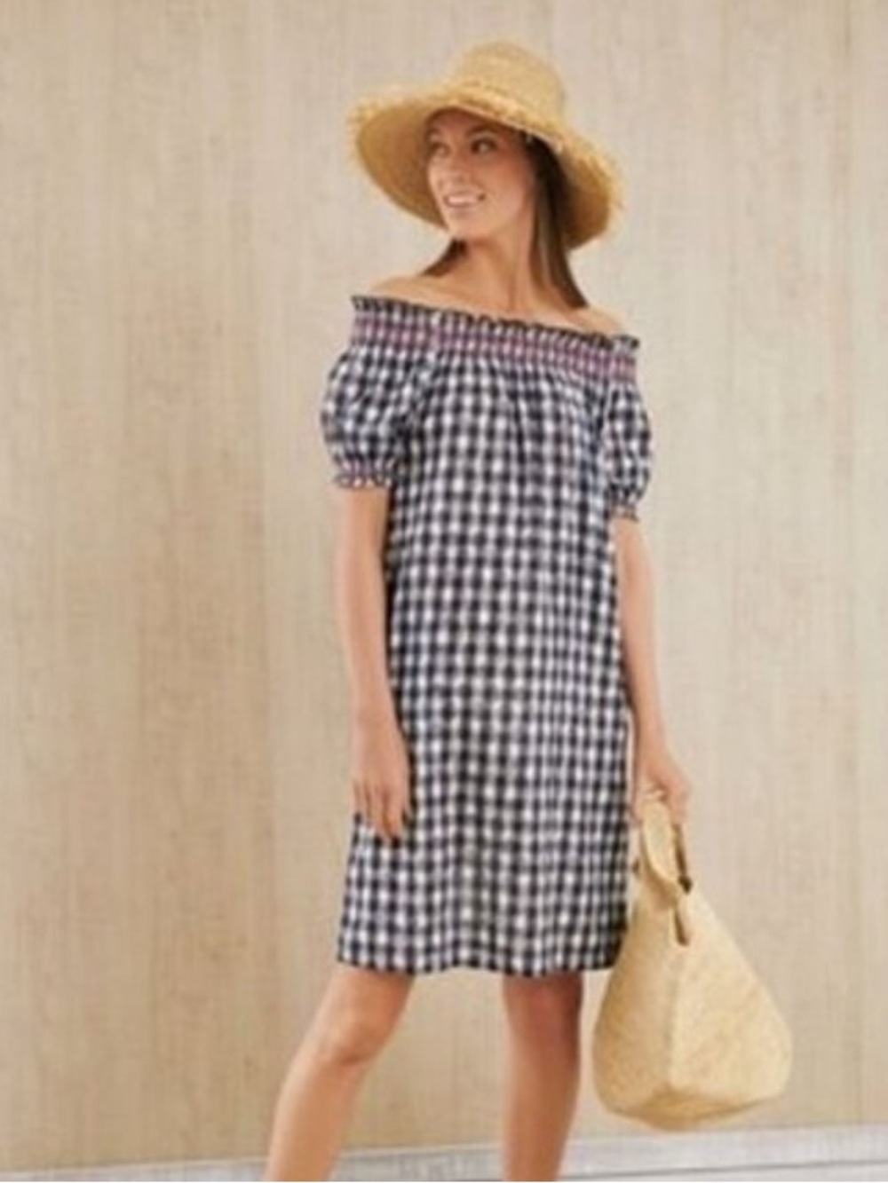 Tuckernuck NEW Tnuck Beach Embroidered Blue Check Gingham Toulon Coverup Size M